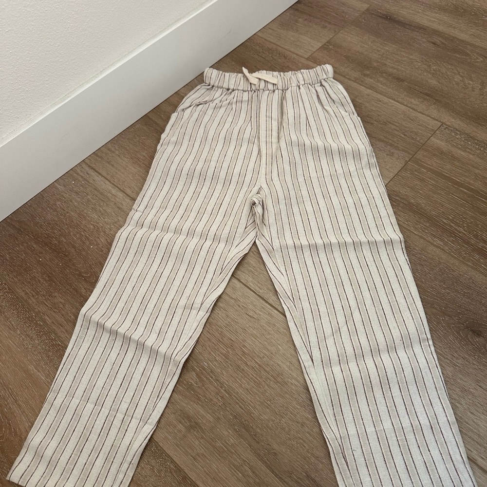 Rylee + Cru Cream and Brown Striped Pants